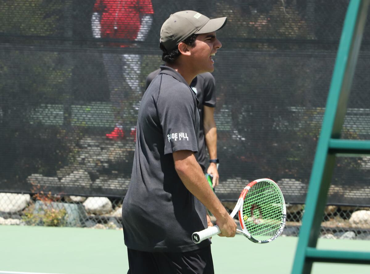 Sage Hill's Shaan Sakraney celebrates a win against JSerra on Friday in the Division 2 title match.