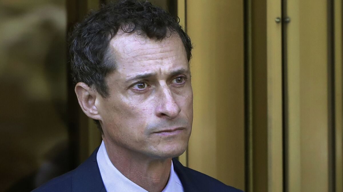 Former Rep. Anthony Weiner leaves federal court following his sentencing in New York in 2017.