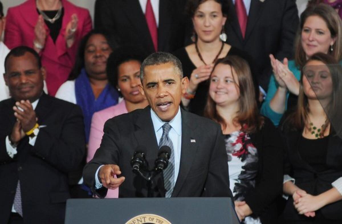 President Obama speaks at Faneuil Hall in Boston on the implementation of the Affordable Care Act.