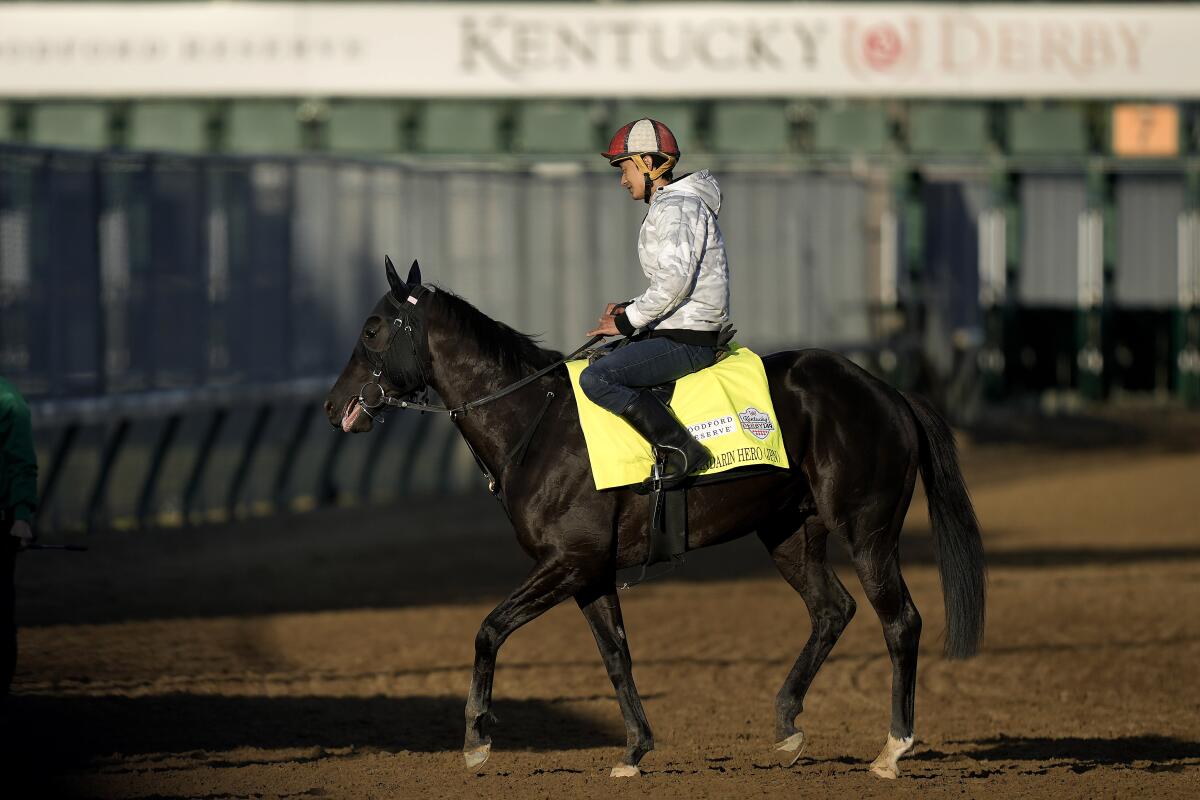 Kentucky Derby entrant Mandarin Hero works out at Churchill Downs on Tuesday.