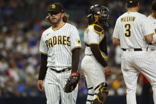 SAN DIEGO, CA - SEPTEMBER 29: San Diego Padres pitcher Pierce Johnson gave up three runs to the Los Angeles Dodgers in the sixth inning at Petco Park on Thursday, September 29, 2022 in San Diego, CA. (K.C. Alfred / The San Diego Union-Tribune)