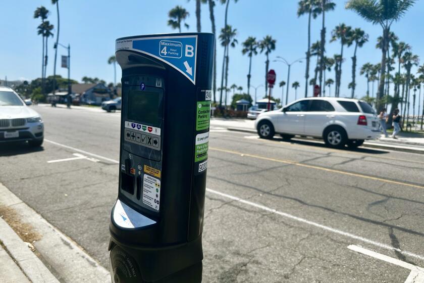 Redondo Beach - A parking meter on Harbor Dr. in Redondo Beach, CA August 25, 2024. The city of Redondo Beach is alerting residents and visitors to a recent scam involving fraudulent QR codes placed on parking meters.