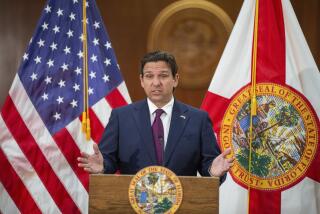 Florida Gov. Ron DeSantis gives brief remarks at the end of the 2024 Florida Legislative Session, Friday, March 8, 2024, in Tallahassee, Fla. (Alicia Devine/Tallahassee Democrat via AP)