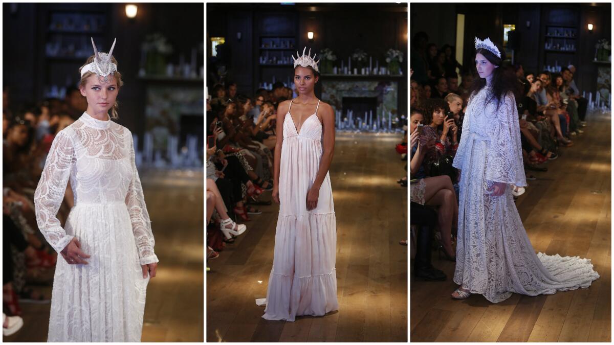 Looks from Odylyne's new bridal collection, shown at the Reef in downtown L.A. during Los Angeles Fashion Week.