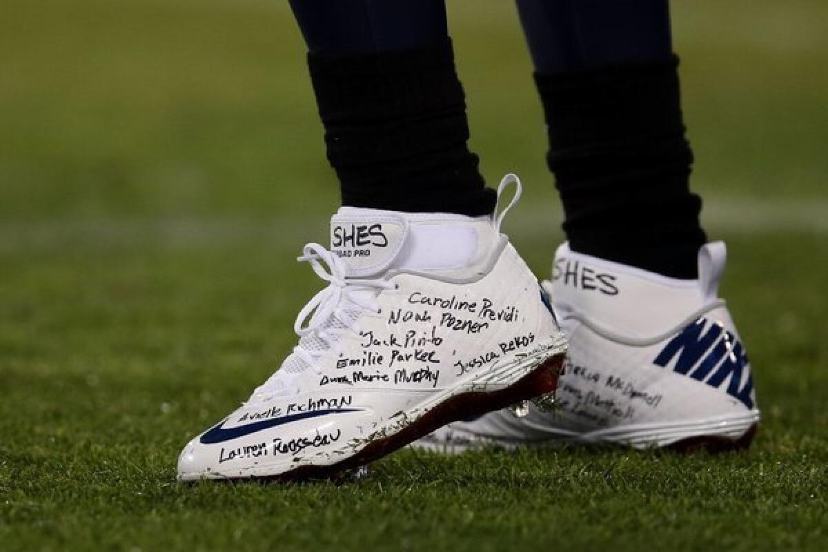 Chris Johnson paid tribute to the Newtown shooting victims on Monday.