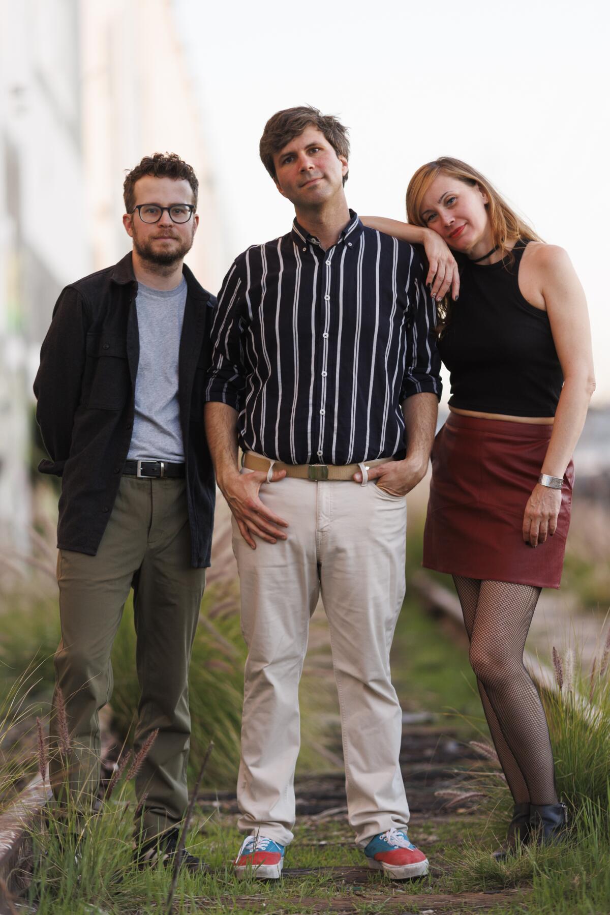 Mark "Echo" Edwards, Greg Katz and Amanda Tannen of Cheekface extracurricular their LA signifier workplace