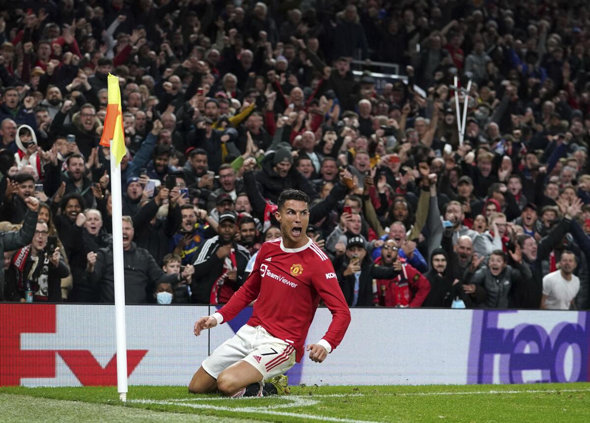 El portugués Cristiano Ronaldo festeja tras marcar el gol del triunfo del 