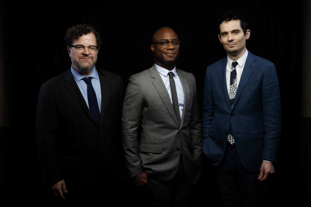 Directors Kenneth Lonergan ("Manchester by the Sea"), Barry Jenkins ("Moonlight") and Damien Chazelle ("La La Land") photographed at the Four Seasons Hotel in Beverly Hills, CA on Jan. 06, 2017.
