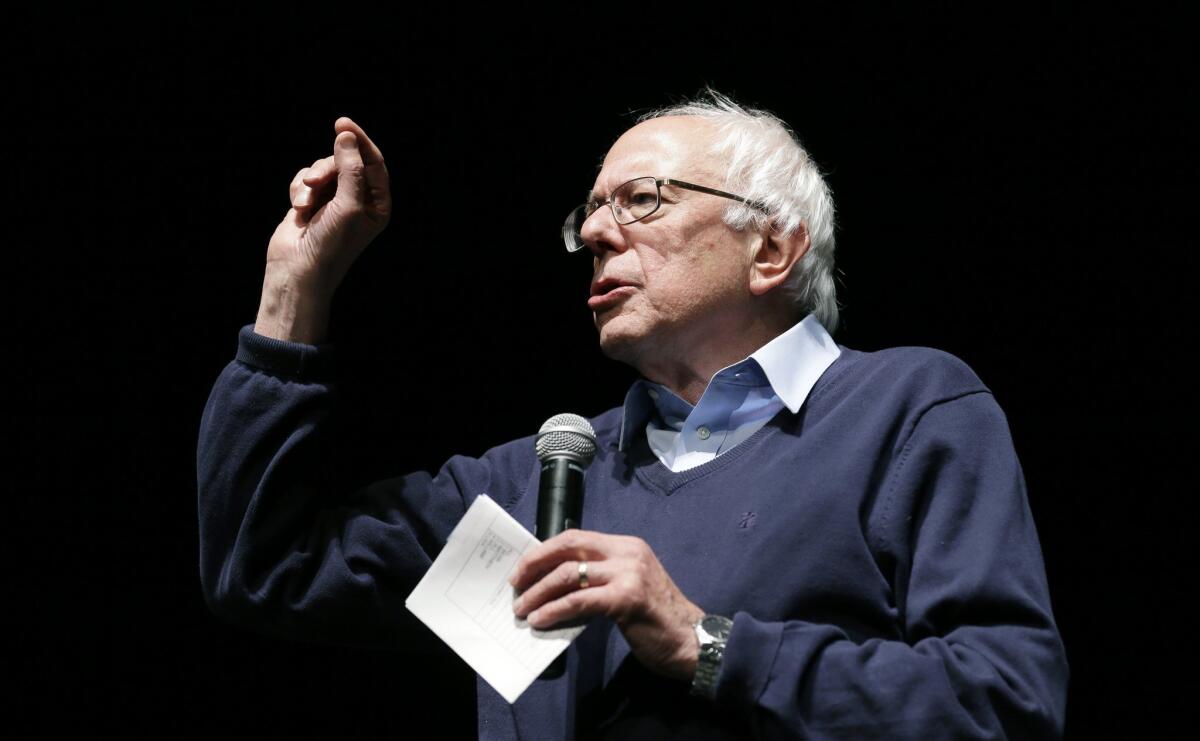 Democratic presidential candidate Sen. Bernie Sanders (I-Vt.) speaks in October in Davenport, Iowa. Sanders has pledged to dramatically reduce prison populations if elected.