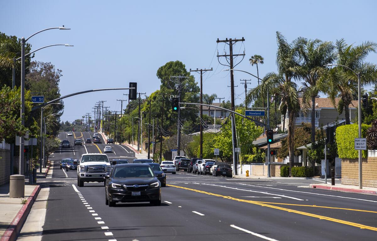 A stretch of Yorktown Avenue east of Newland Street in Huntington Beach was the scene of a fatal hit-and-run Thursday. 