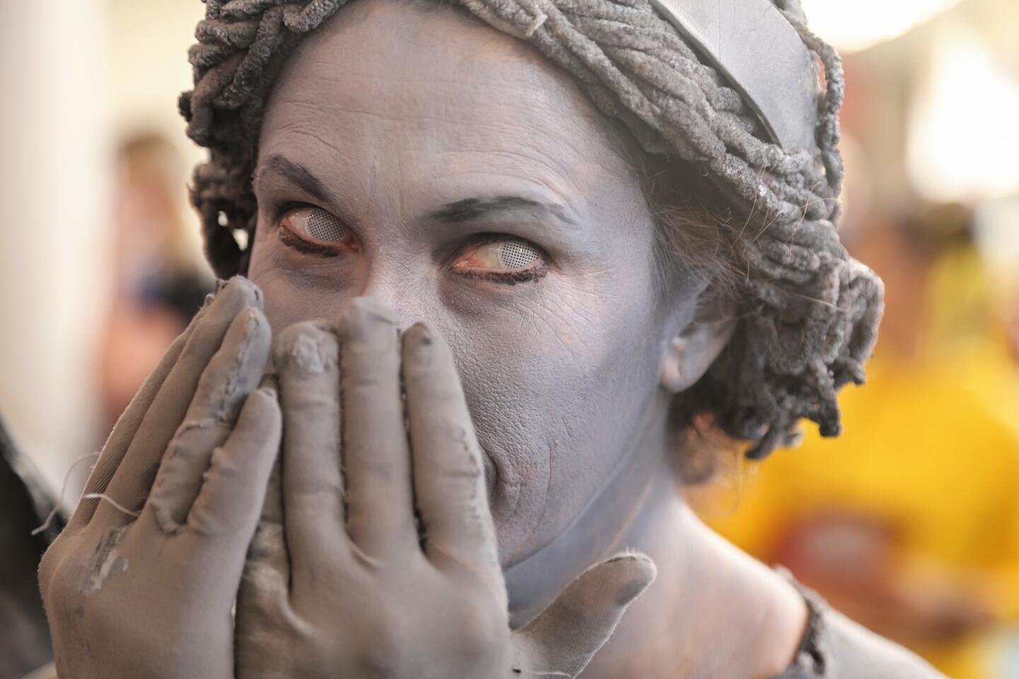 Christina Silvoso, dressed as a Weeping Angel from the Dr. Who series