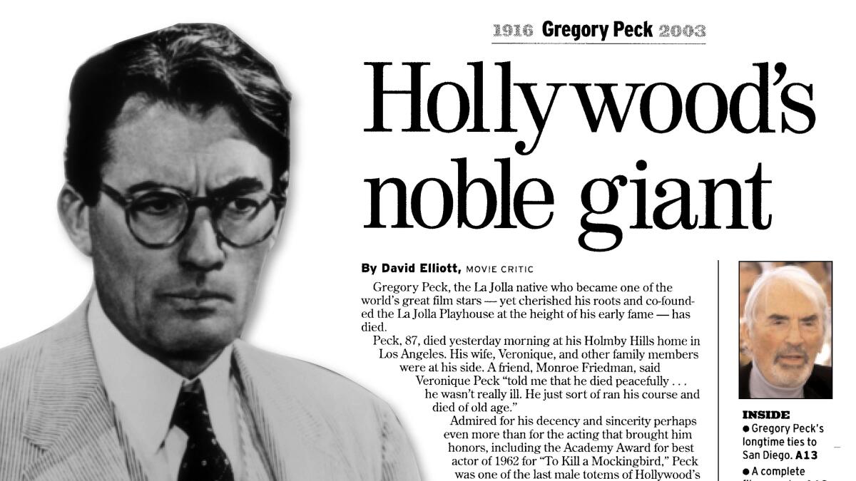 From the Archives: Gregory Peck - The San Diego Union-Tribune