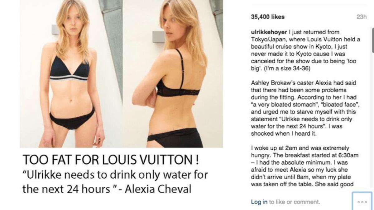 Model claims Louis Vuitton dismissed her because of her weight - Los  Angeles Times