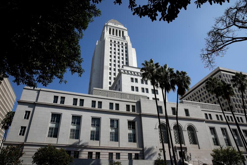 LOS ANGELES, CA - OCTOBER 17: Los Angeles City Hall on Monday, Oct. 17, 2022 in Los Angeles, CA. City Councilman Mitch O'Farrell District 13. (Gary Coronado / Los Angeles Times)