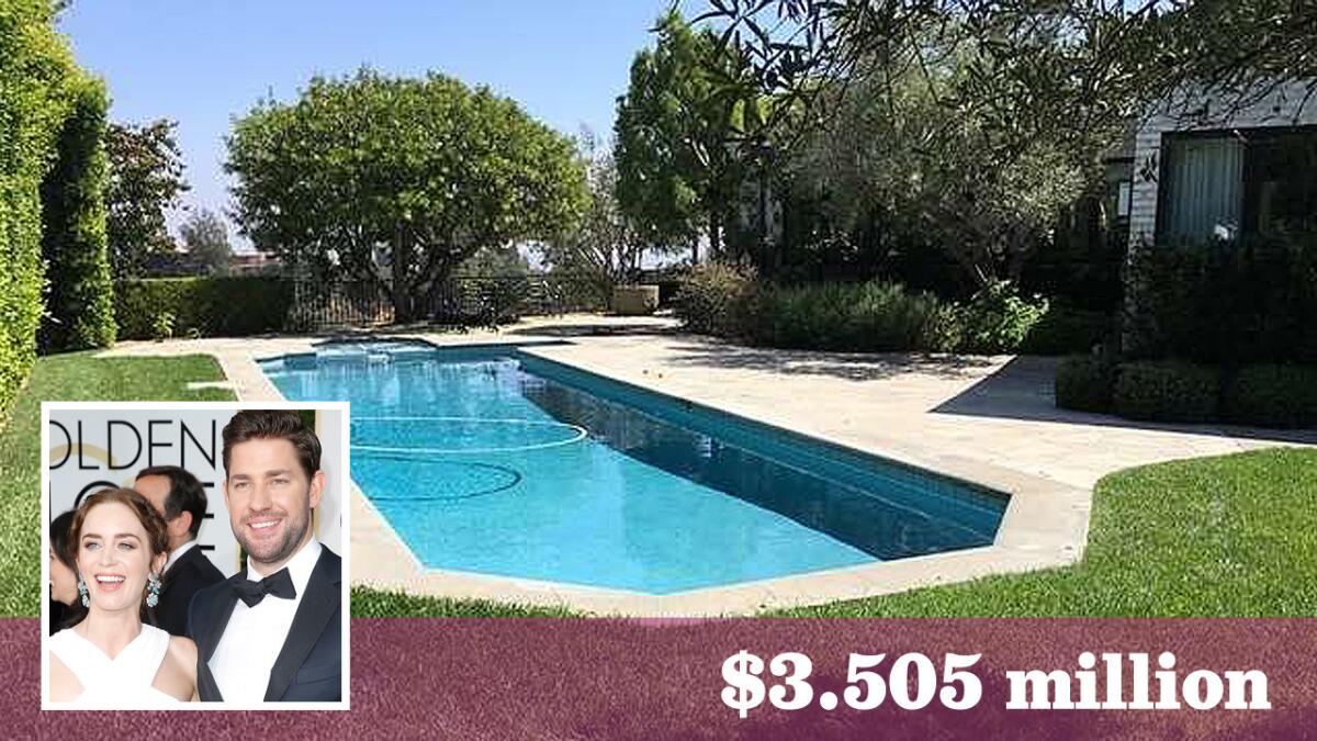 Actors Emily Blunt and John Krasinski have sold another home in Hollywood Hills West for $10,000 over the asking price.