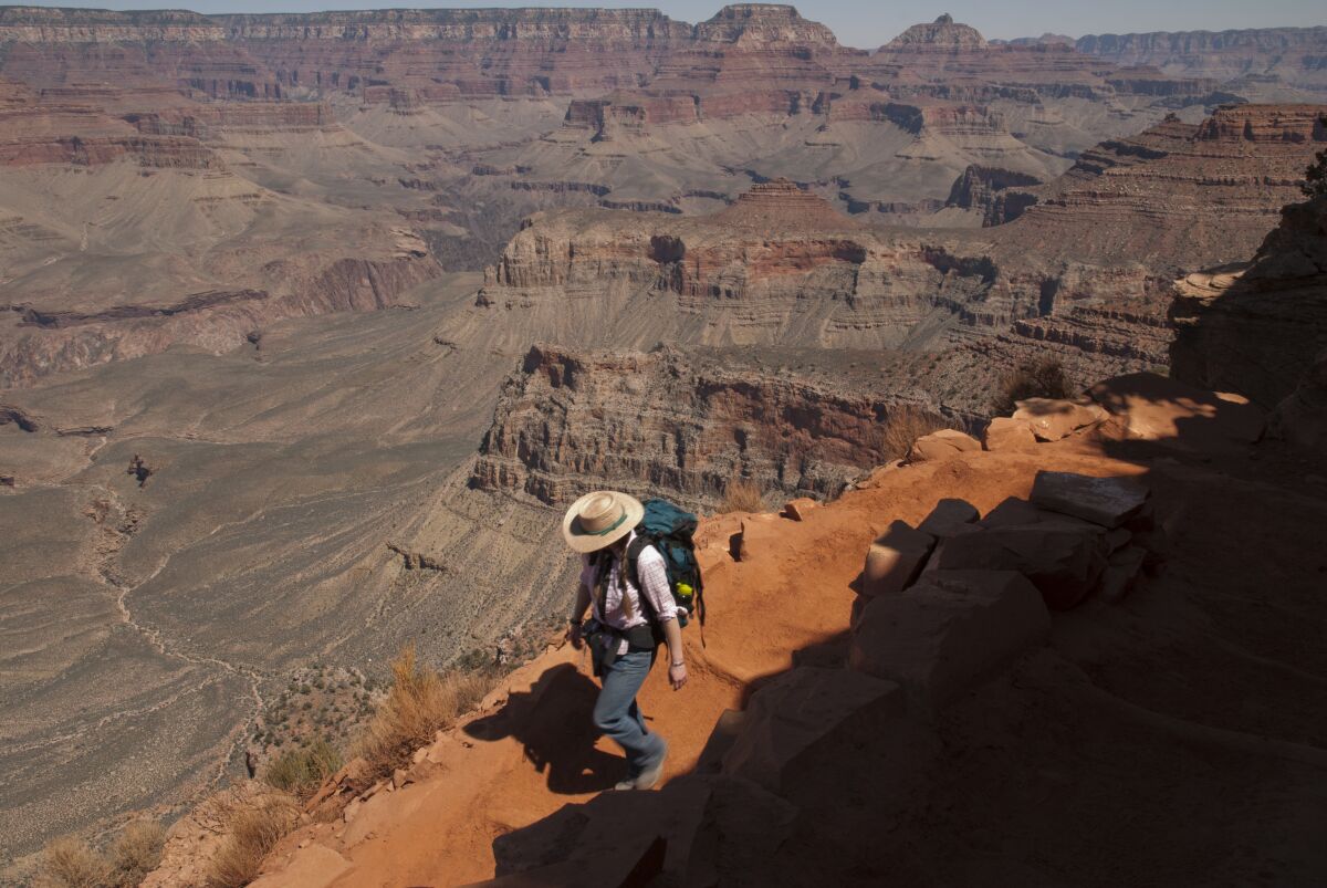 The South Kaibab Trail rambles 14.6 miles, but beware: There's no water and little shade.