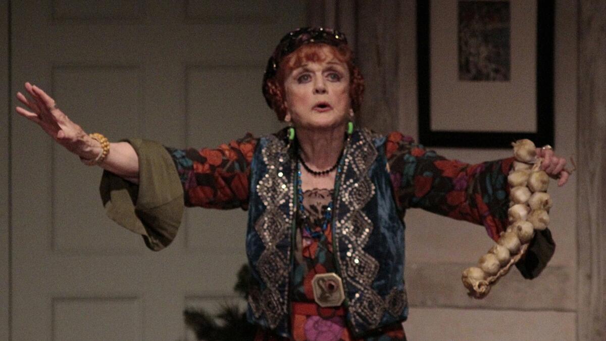 Angela Lansbury as Madame Arcati in "Blithe Spirit" at the Ahmanson Theatre on Dec. 09, 2014. (Lawrence K. Ho / Los Angeles Times)