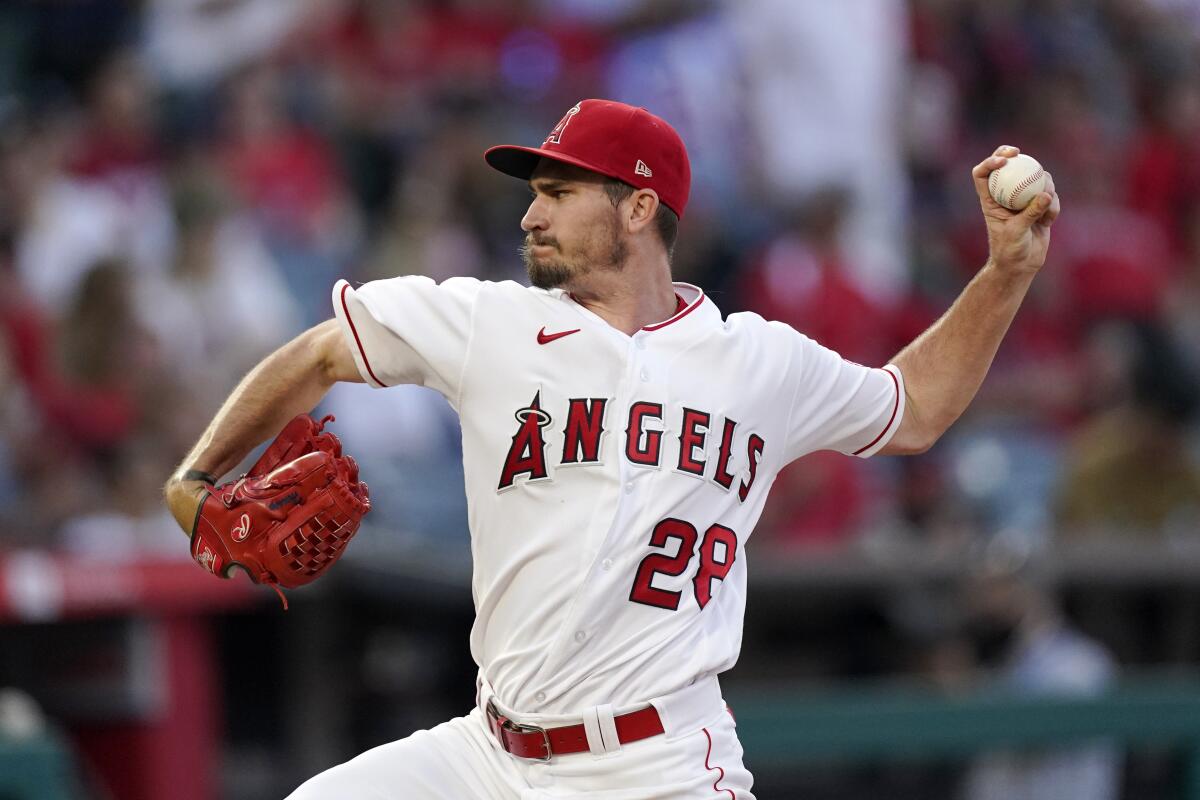 Angels starting pitcher Andrew Heaney gave up four runs in four innings.