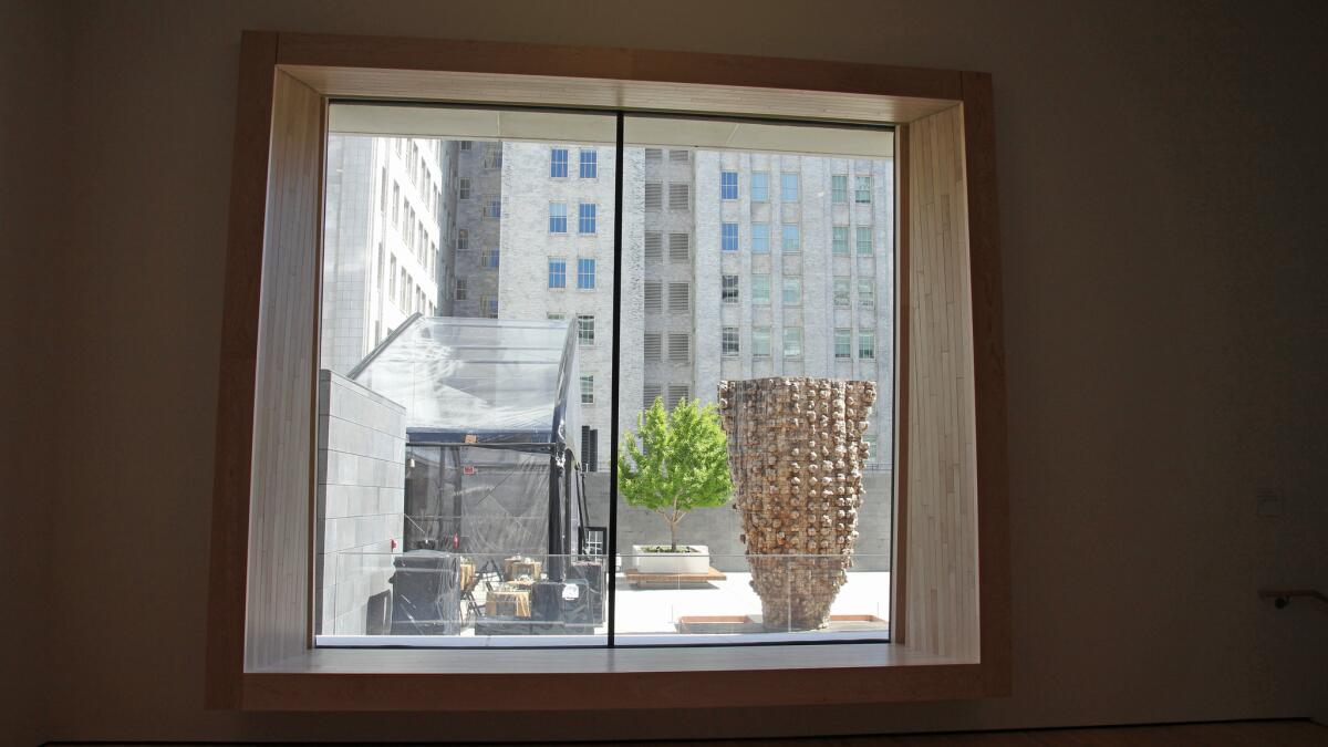 The fifth-floor Fisher Collection galleries contain nothing but works by men. (Apparently women don't make art?) Thankfully, one of the well-placed windows offers a view of a cedar sculpture by Ursula von Rydingsvard.