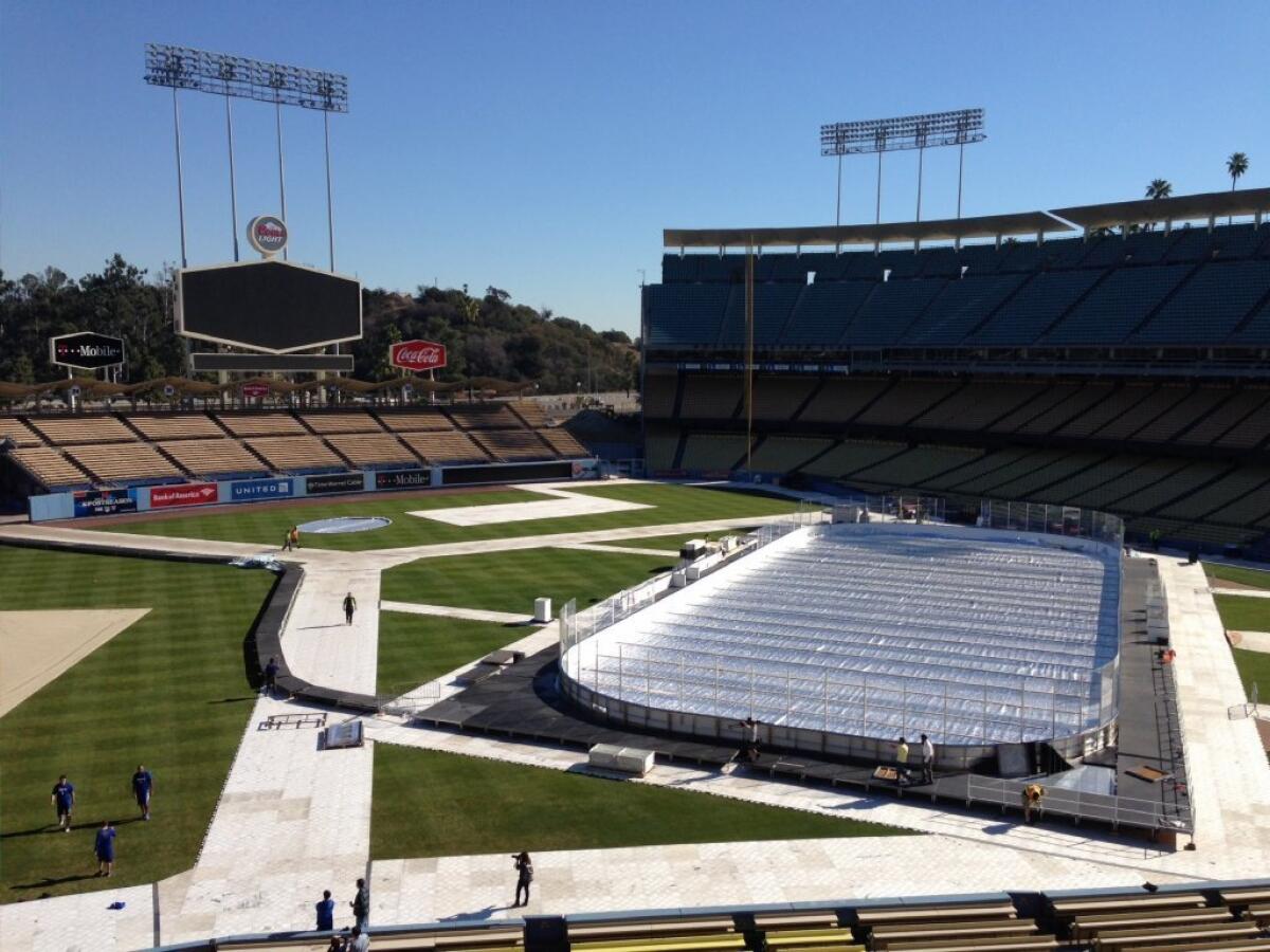 The NHL Stadium Series game between the Kings and Ducks will take place Saturday at Dodger Stadium.