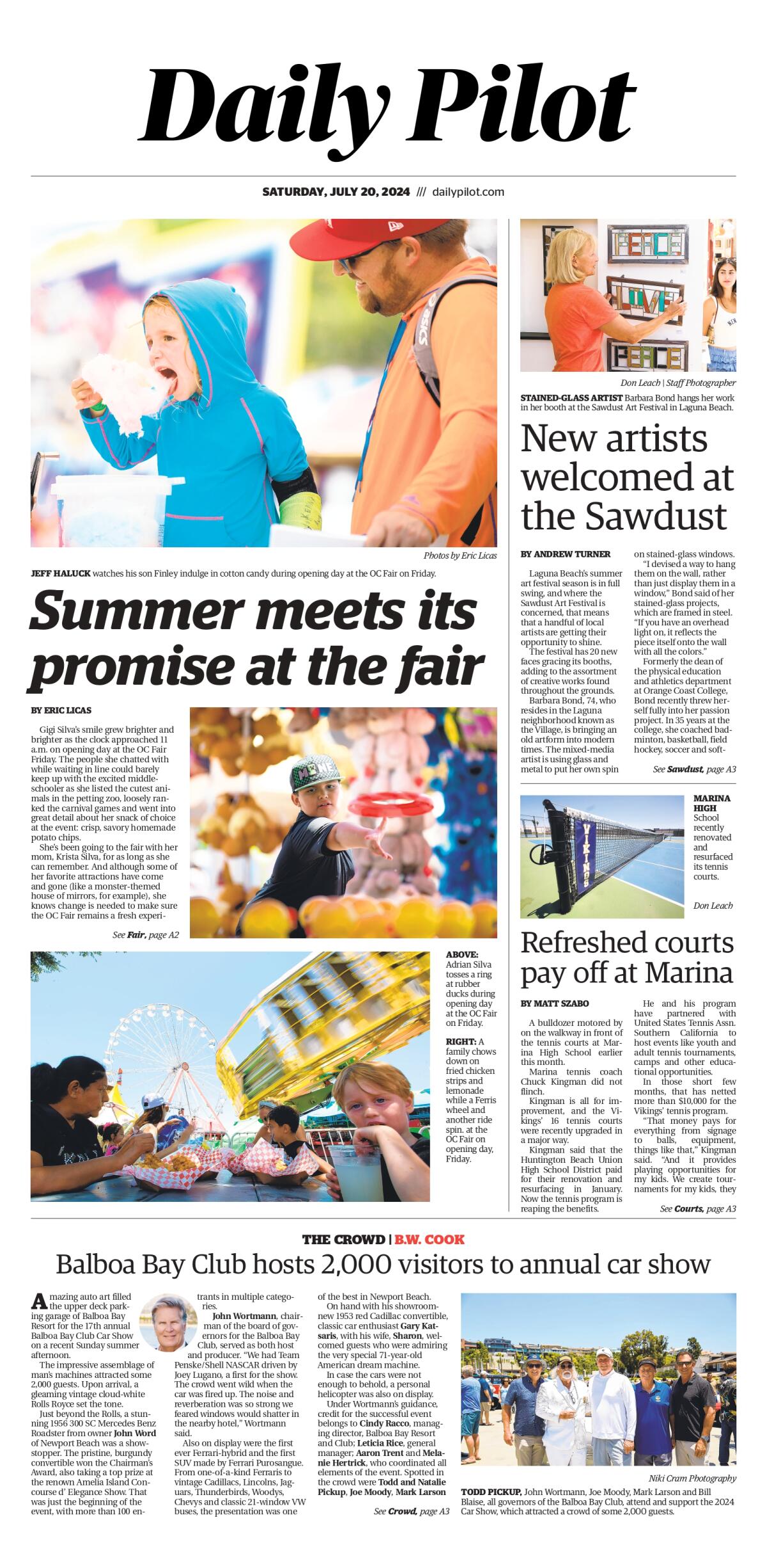 Front page of the Daily Pilot e-newspaper for Saturday, July 20, 2024.