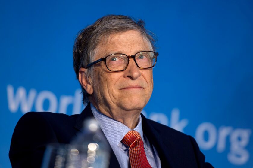 Co-Chair of the Bill & Melinda Gates Foundation, Bill Gates, looks on during the discussion 'Building Human Capital: A project for the world' in the IMF/World Bank spring meeting in Washington, DC on April 21, 2018. (Photo by ANDREW CABALLERO-REYNOLDS / AFP) (Photo credit should read ANDREW CABALLERO-REYNOLDS/AFP/Getty Images)