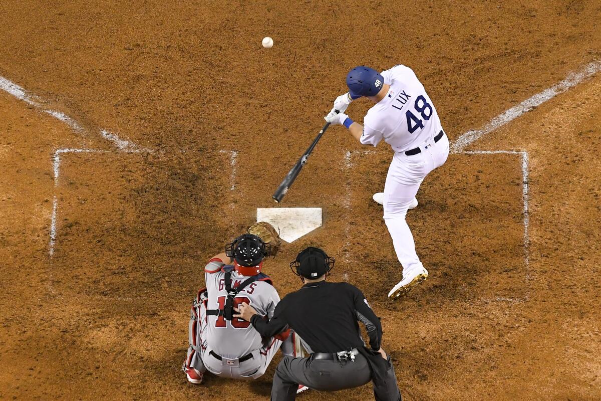 Gavin Lux hits a solo home run in the eighth inning.