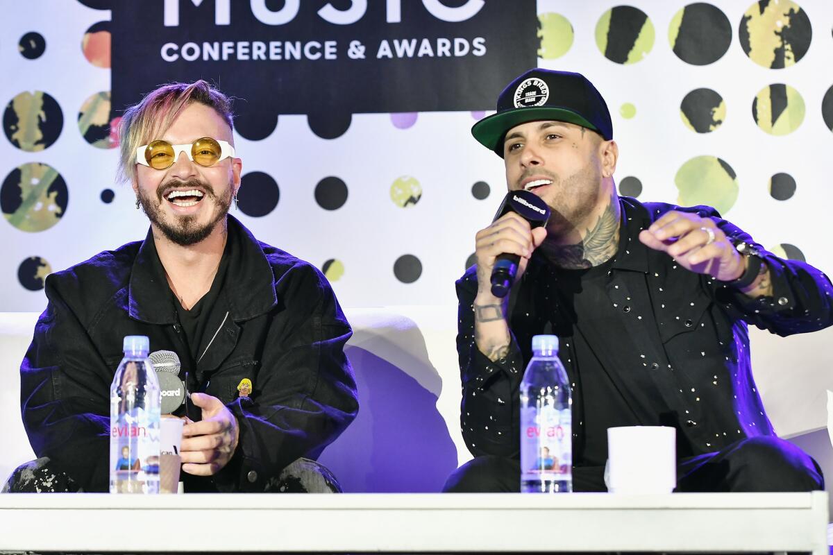 J Balvin y Nicky Jam en el Billboard Latin Conference 2017 en el Ritz Carlton South Beach.