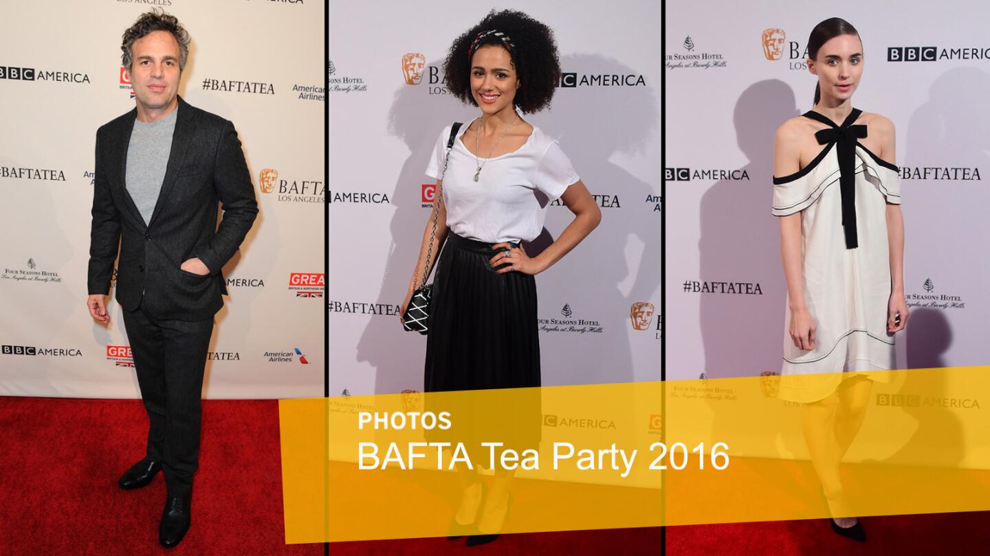 Mark Ruffalo, Nathalie Emmanuel, center, and Rooney Mara are among the stars attending the 2016 British Academy of Film and Television Arts Los Angeles Tea Party in Beverly Hills on Saturday.