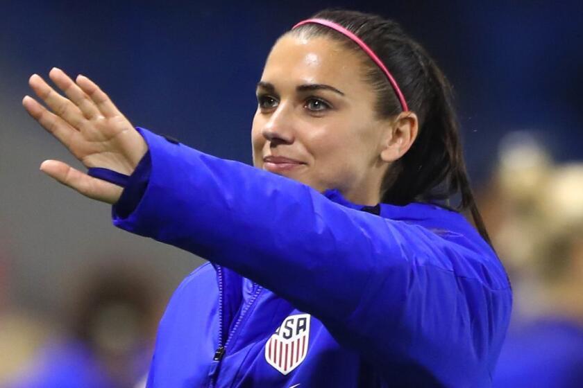 LE HAVRE, FRANCE - JUNE 20: Alex Morgan of the USA acknowledges the fans after the 2019 FIFA Women's World Cup France group F match between Sweden and USA at Stade Oceane on June 20, 2019 in Le Havre, France. (Photo by Martin Rose/Getty Images) ** OUTS - ELSENT, FPG, CM - OUTS * NM, PH, VA if sourced by CT, LA or MoD **