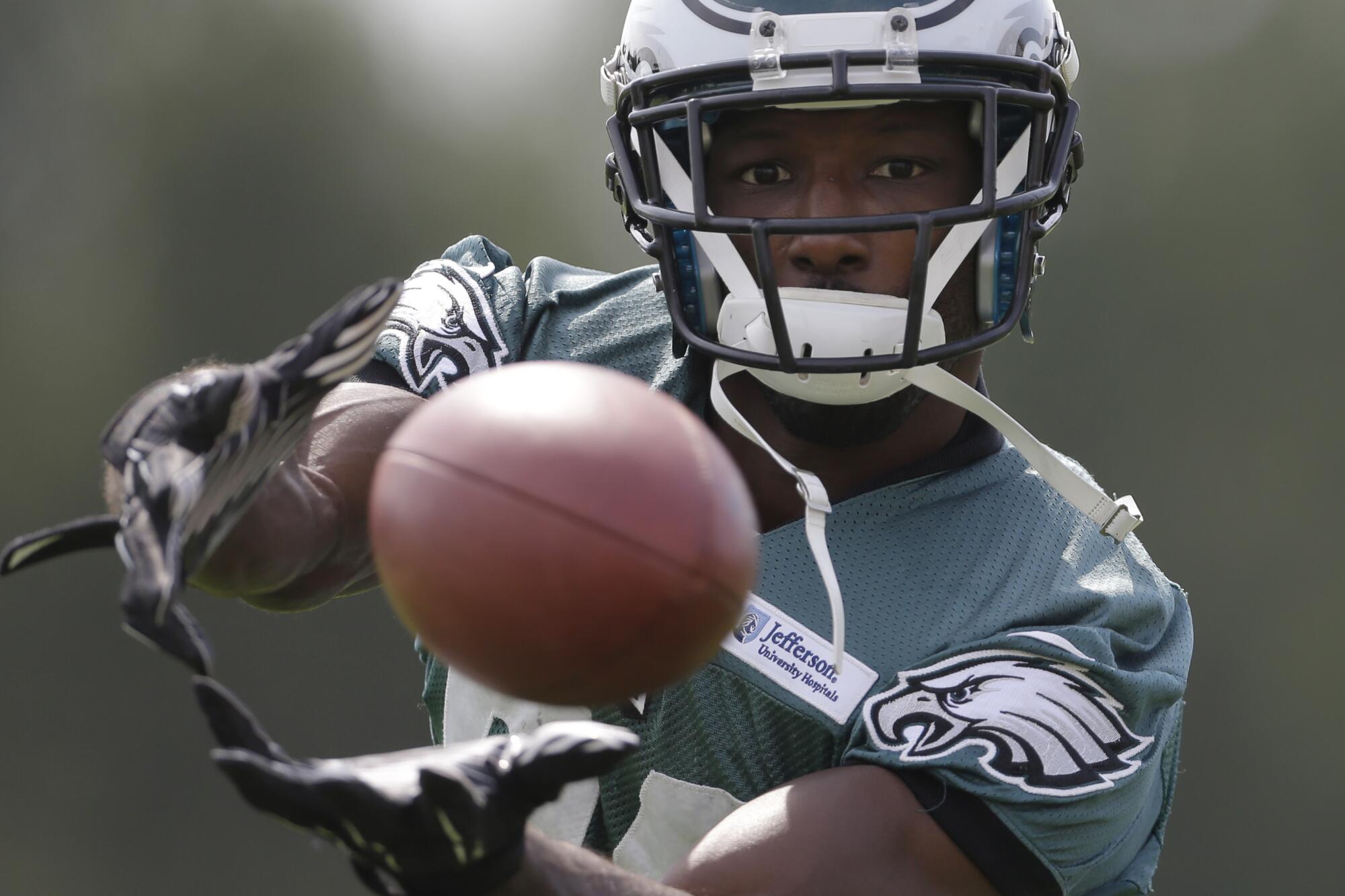 Eagles receiver Jason Avant catches a pass during a 2013 practice in Philadelphia. 