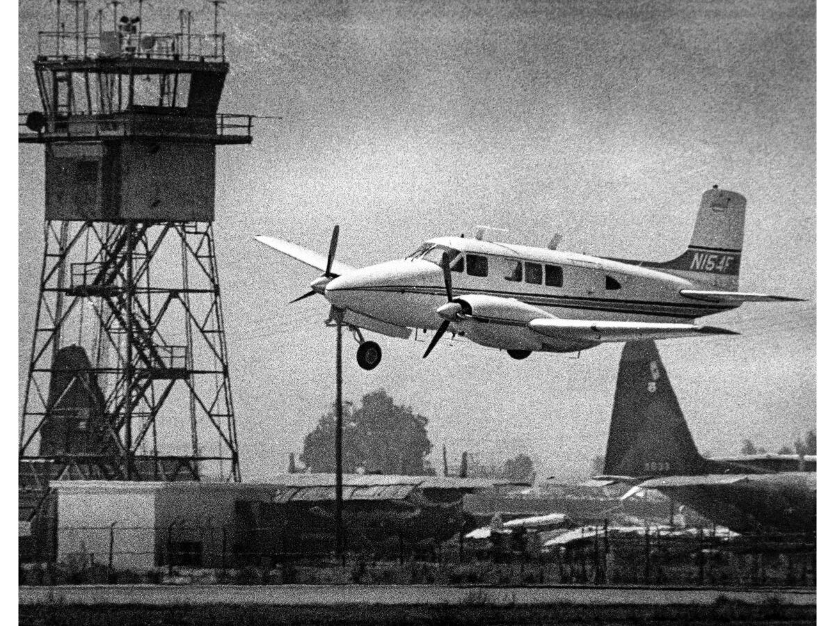 July 6, 1976: A twin engine aircraft makes an emergency wheels-up landing Van Nuys Airport.