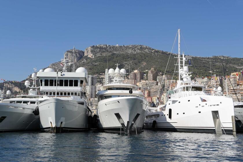 This photo taken on September 27, 2017 shows the Hercules Port in Monaco, as yachts gather for the 26th edition of the International Monaco Yacht Show. The Monaco Yacht Show, running from September 27 until 30, is considered the most prestigious pleasure boat show in the world with the exhibition of 500 major companies in luxury yachting and featuring over a hundred super and megayachts. / AFP PHOTO / VALERY HACHEVALERY HACHE/AFP/Getty Images ** OUTS - ELSENT, FPG, CM - OUTS * NM, PH, VA if sourced by CT, LA or MoD **