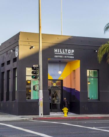 Exterior of Hilltop Coffee Inglewood location.