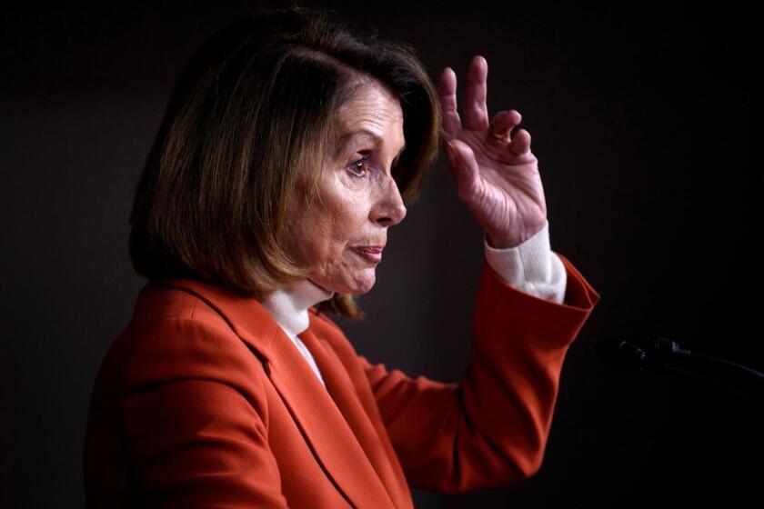 House Minority Leader Nancy Pelosi (D-CA) pauses while speaking to reporters during a briefing on Capitol Hill on November 15, 2018 in Washington, DC. (Photo by Brendan Smialowski / AFP)BRENDAN SMIALOWSKI/AFP/Getty Images ** OUTS - ELSENT, FPG, CM - OUTS * NM, PH, VA if sourced by CT, LA or MoD **