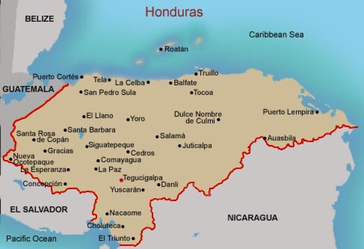 Mapa de Honduras.
