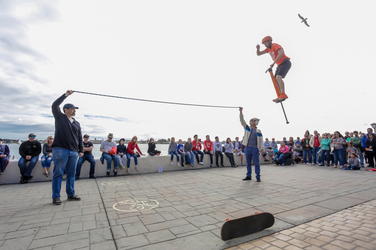 Fire-jugglers, sword-swallowers, acrobats and other street performers entertained the crowds at the Busker Festival at Seaport Village on Saturday, March 3, 2018.