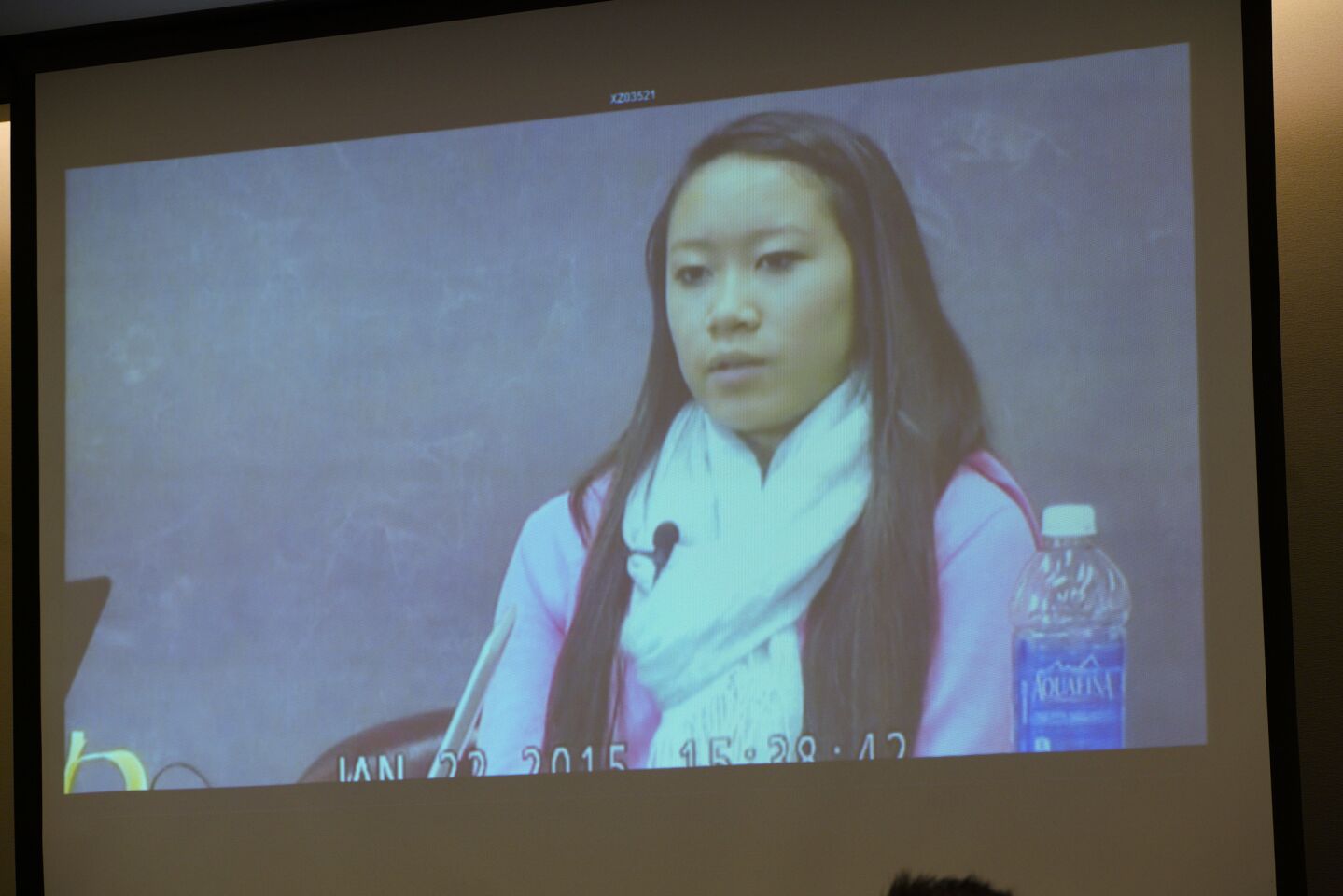 A video is played in court of Rebecca Zahau's younger sister Xena Zahau's taken during her January 22, 2015 deposition.