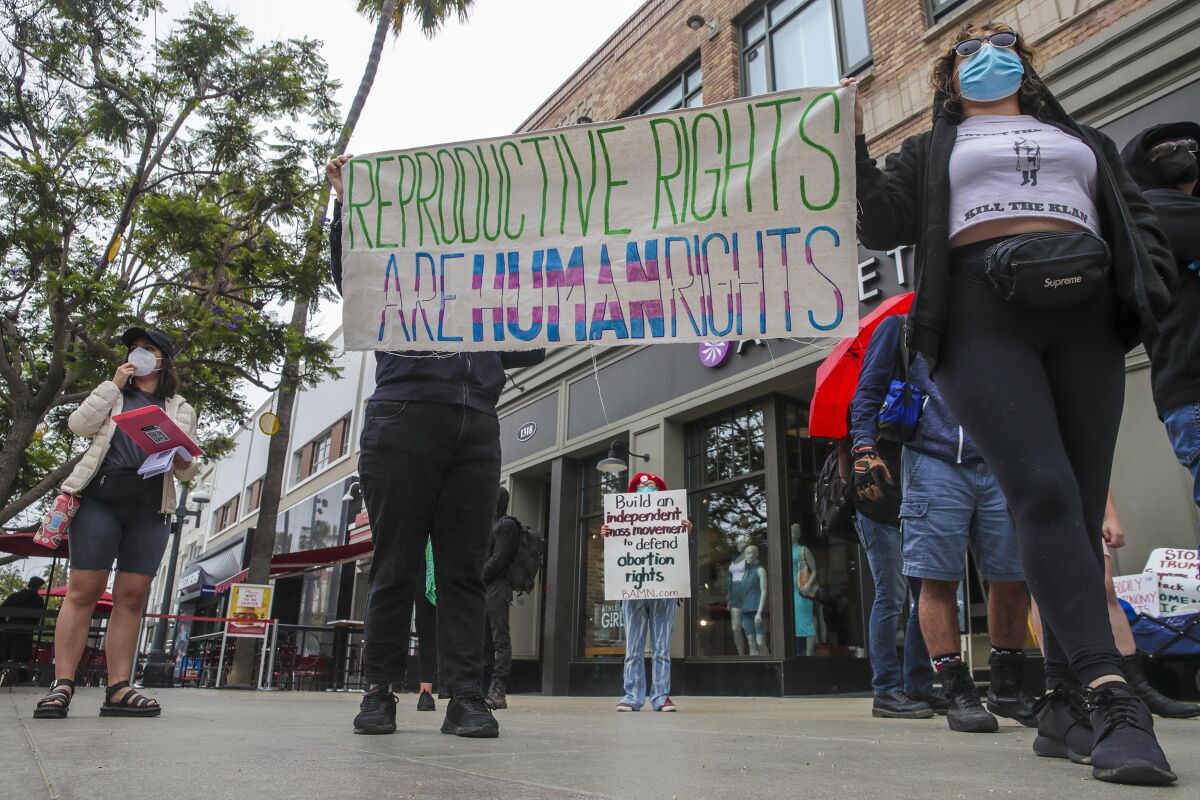 Abortion-rights supporters rally at Planned Parenthood-Santa Monica Health Center on July 16, 2022