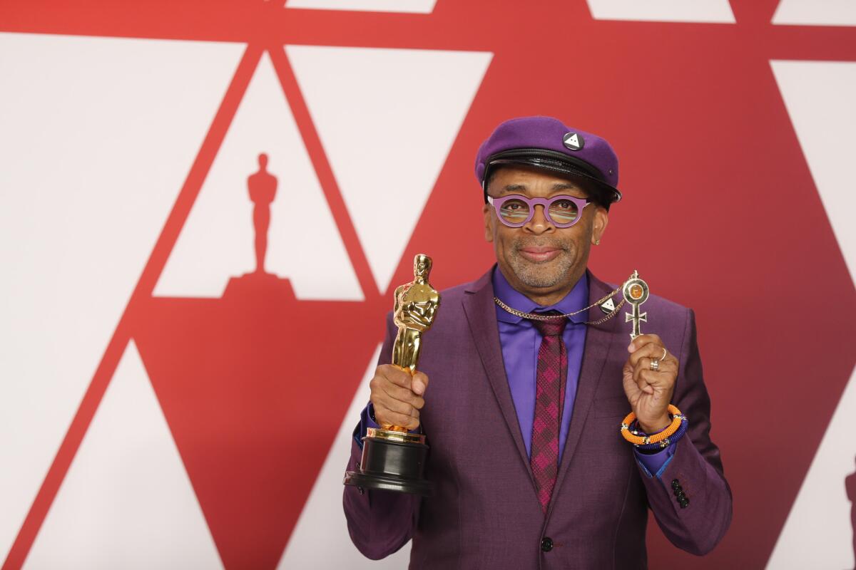 Spike Lee, winner of the adapted-screenplay award for "BlacKkKlansman"