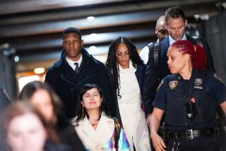 NEW YORK, NEW YORK - DECEMBER 15: Actor Jonathan Majors and Meagan Good leave the courthouse following closing arguments in Majors' domestic violence trial at Manhattan Criminal Court on December 15, 2023 in New York City. Majors had plead not guilty but faces up to a year in jail if convicted on misdemeanor charges of assault and harassment of an ex-girlfriend. (Photo by John Nacion/Getty Images)