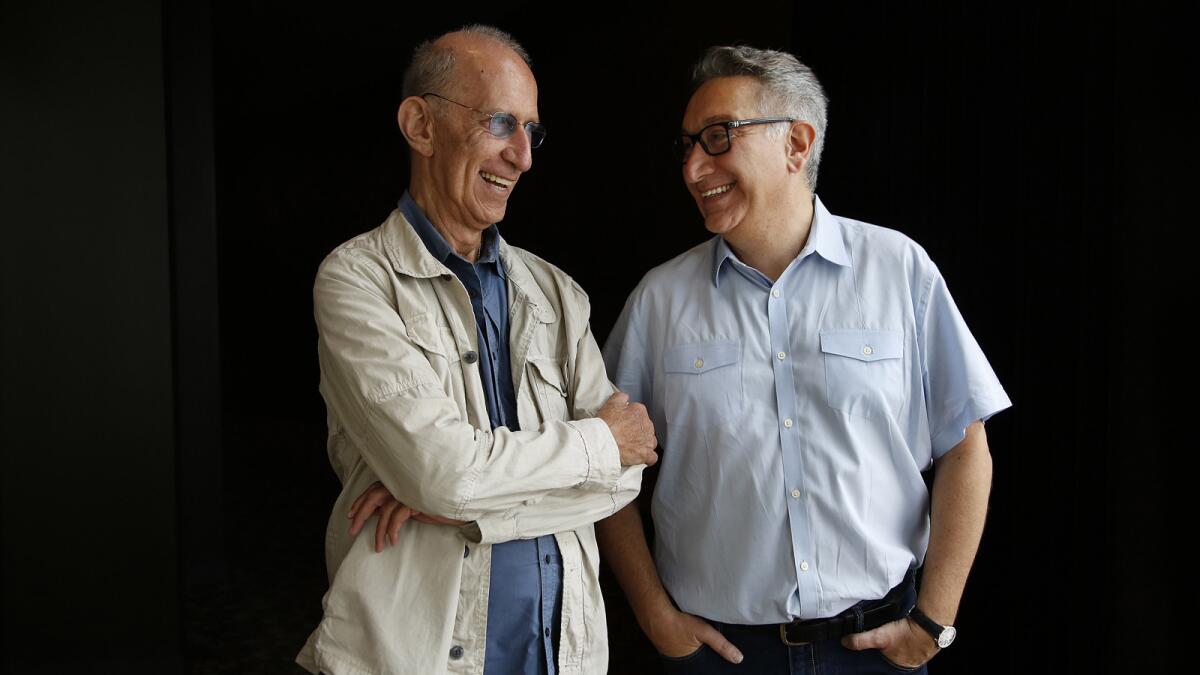 Playwright Martin Sherman, left, and director Moises Kaufman at the Mark Taper Forum.