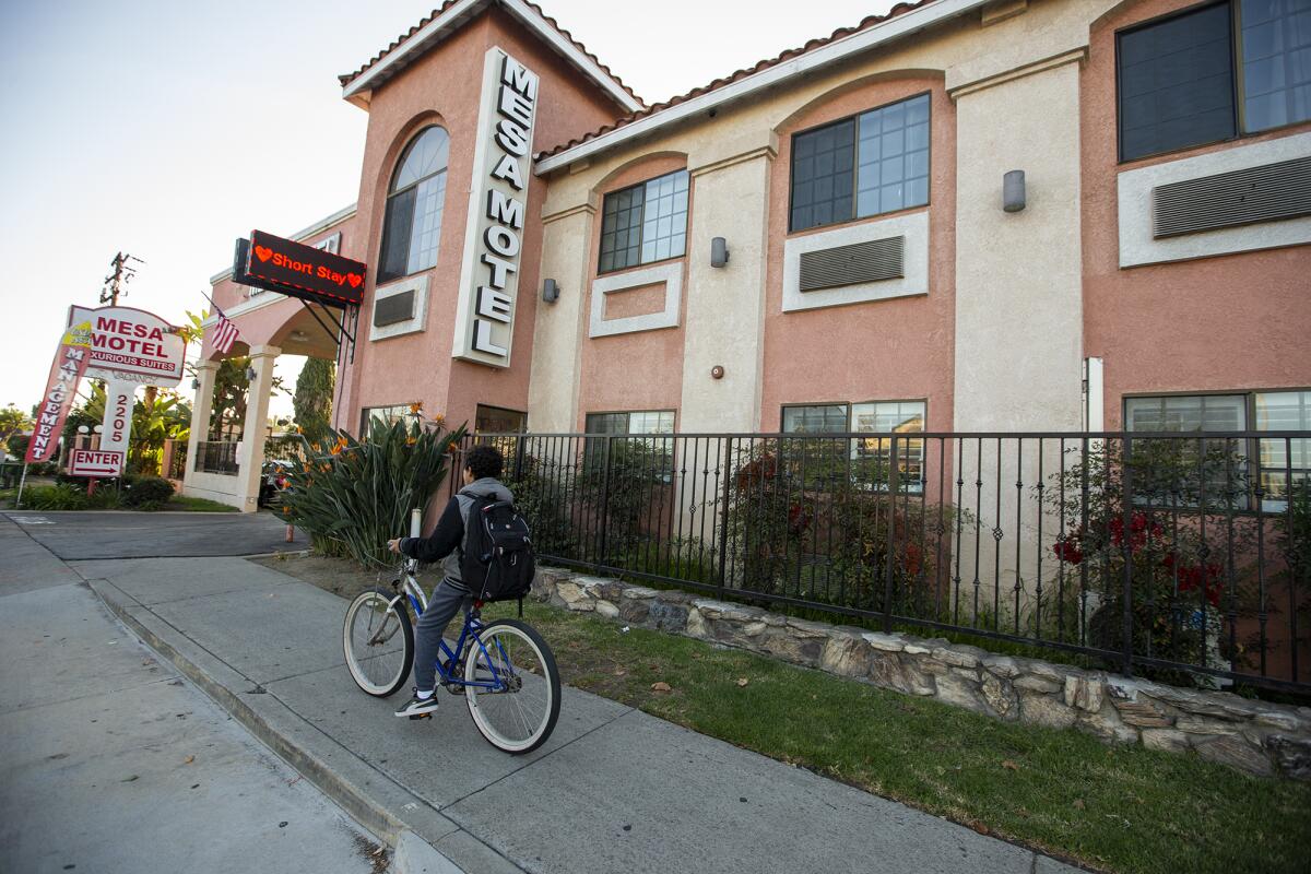 Mesa Motel, at 2205 Harbor Boulevard in Costa Mesa, on Wednesday.