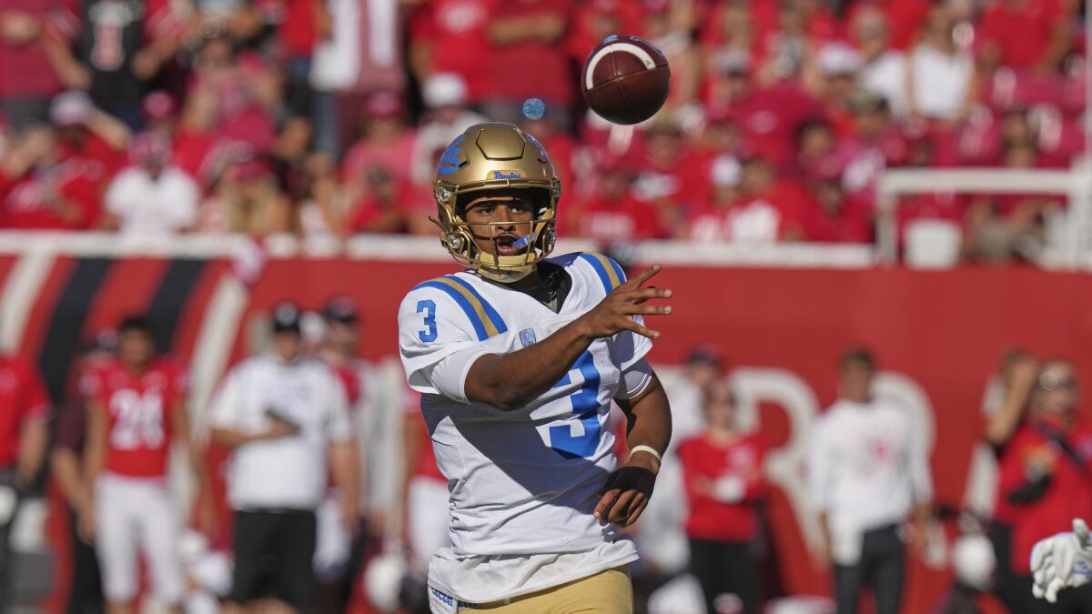 UCLA quarterback Dante Moore throws against Utah in the second half Saturday.