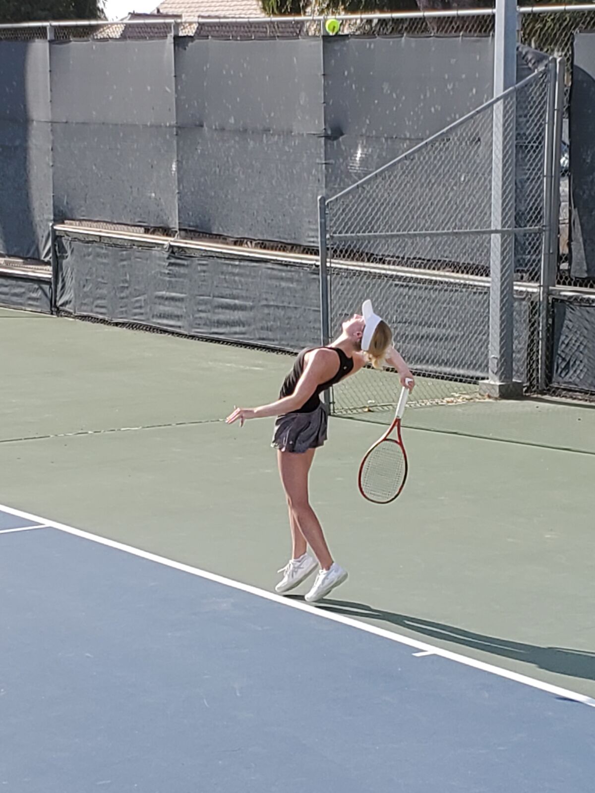 La Jolla High School Viking Tatum Buffington readies a swing in a match-up against Our Lady of Peace on Oct. 5.