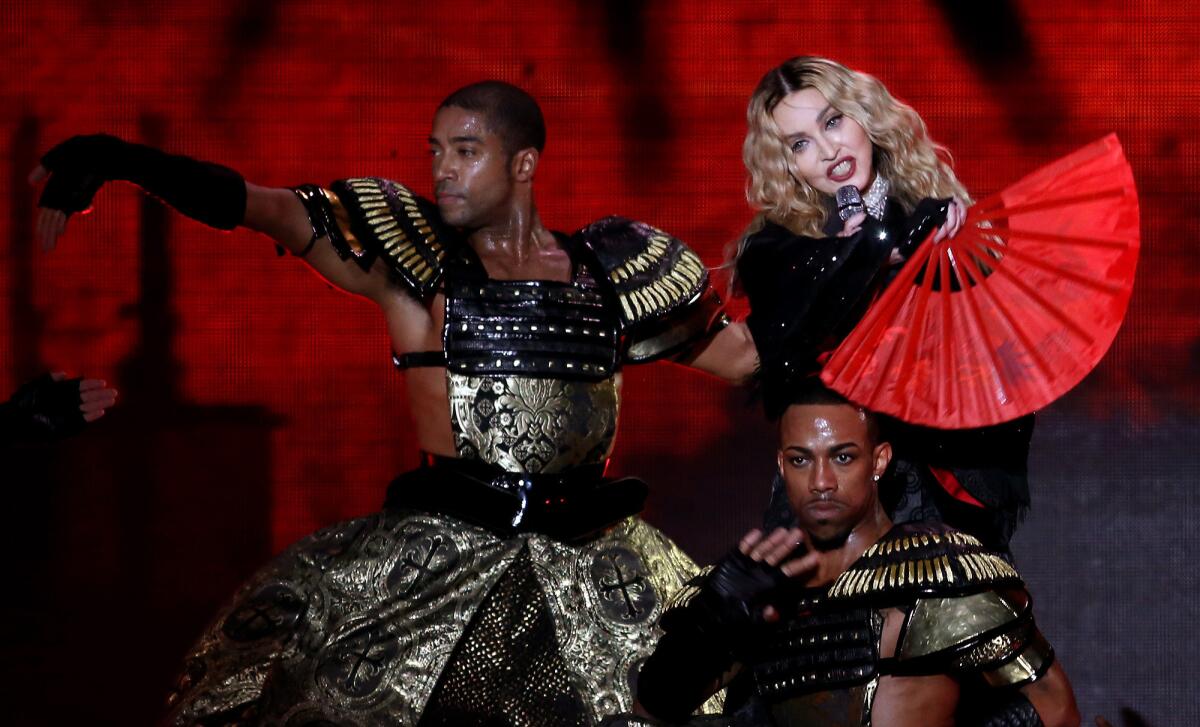 Madonna performs Tuesday night at the Forum in Inglewood.