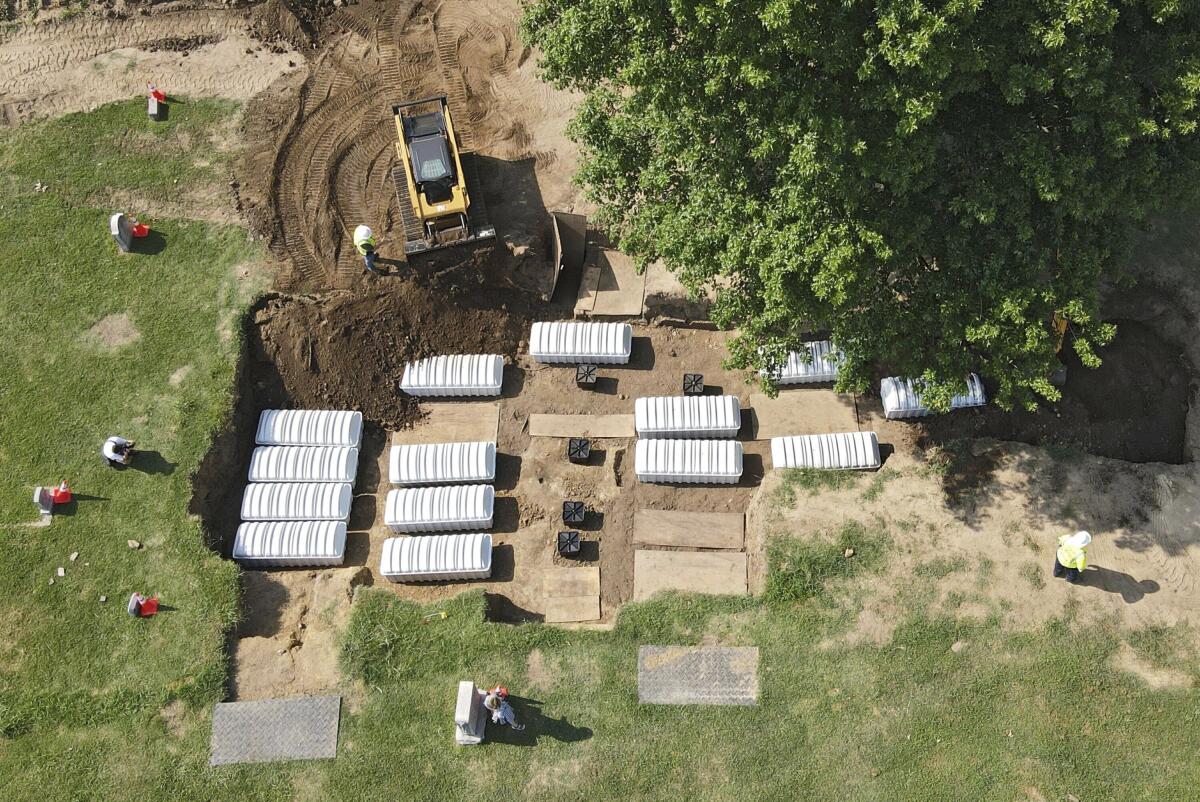 Aerial photo of mass grave in Tulsa, Okla.