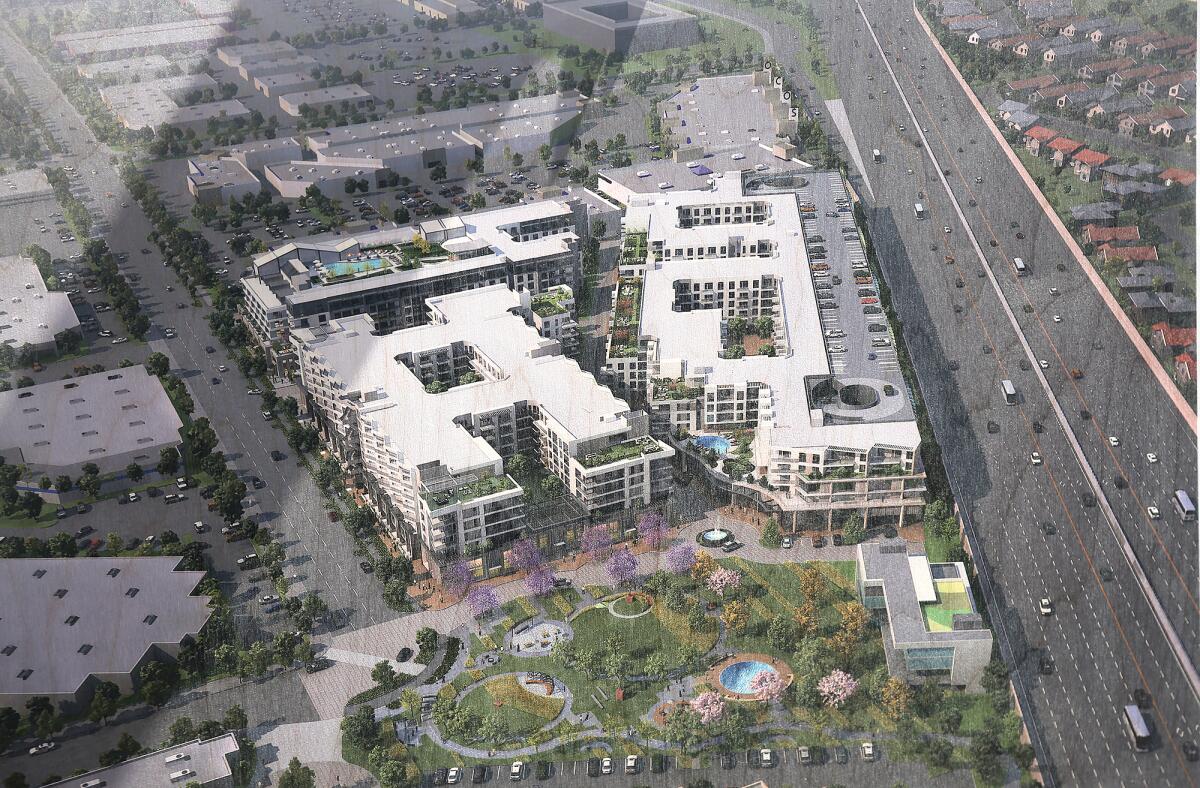 A rendering of One Metro West, a proposed residential development by Rose Equities in Costa Mesa.