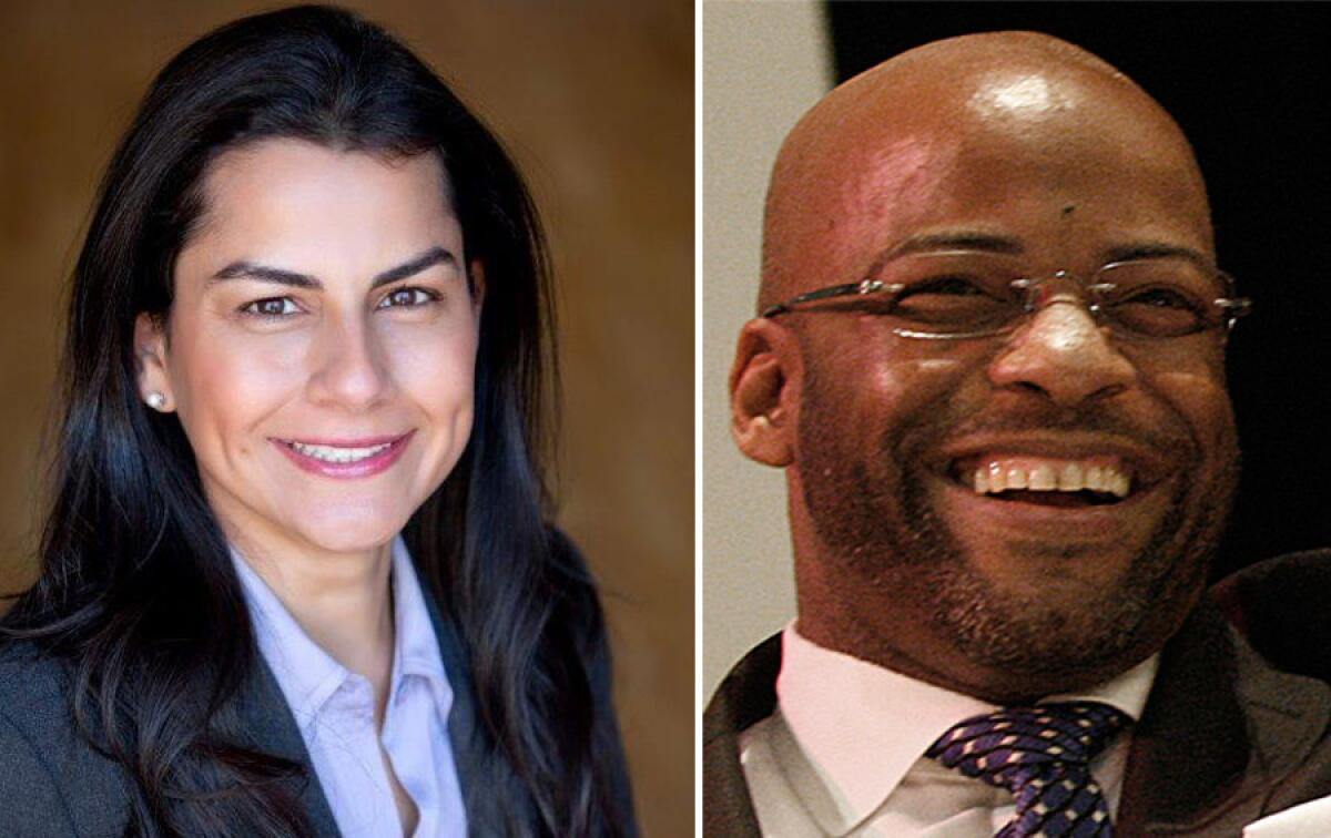 Nanette Barragan and state Sen. Isadore Hall (Barragan for Congress, Gary Friedman / Los Angeles Times)