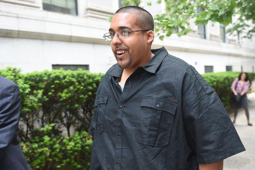 Confessed computer hacker Hector Xavier Monsegur outside federal court in Manhattan on Tuesday.